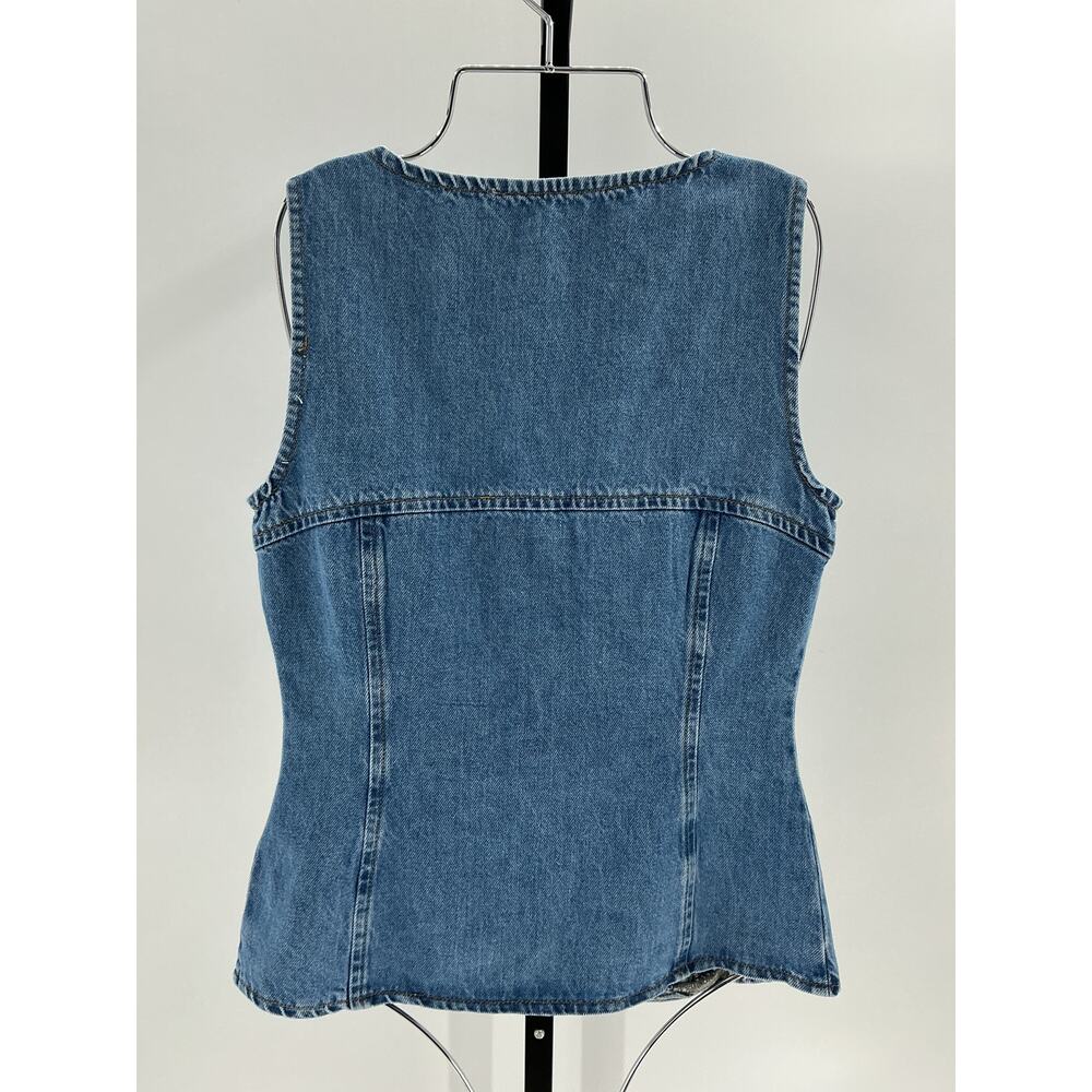 Aligne 'Ariella' Blue Cotton Button-Front Denim Tank Top Size 2 - Picture 3 of 4